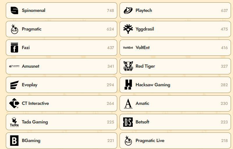 top providers vinyl casino